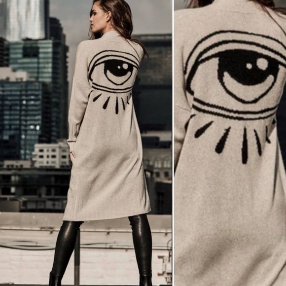 Skull Cashmere Sweaters - Skull Cashmere Jansen Eye Duster Cardigan Sweater XS Cashmere Boho Celestial